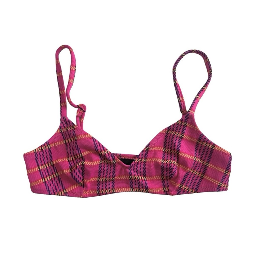 Solid and Striped Rachel Pink Plaid Bikini Top XS